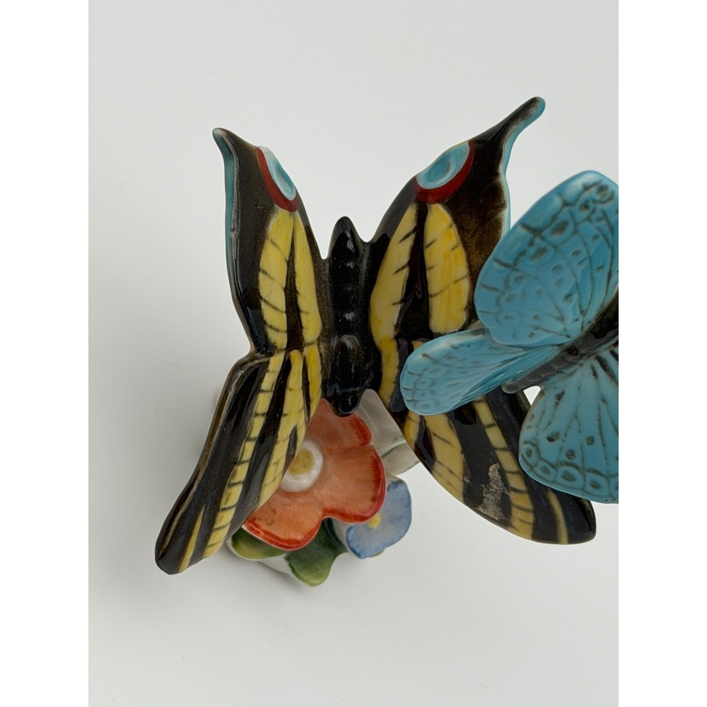 Vintage Karl Ens Porcelain Figurine Blue Yellow Butterflies on Flowers 4.5" RARE - Picture 4 of 15
